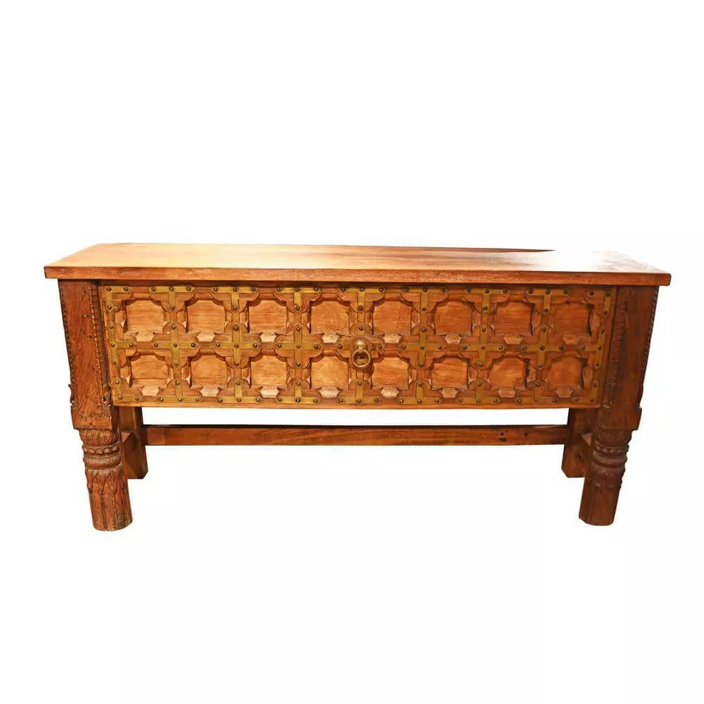 Eastern Inspired Wooden Open Sideboard